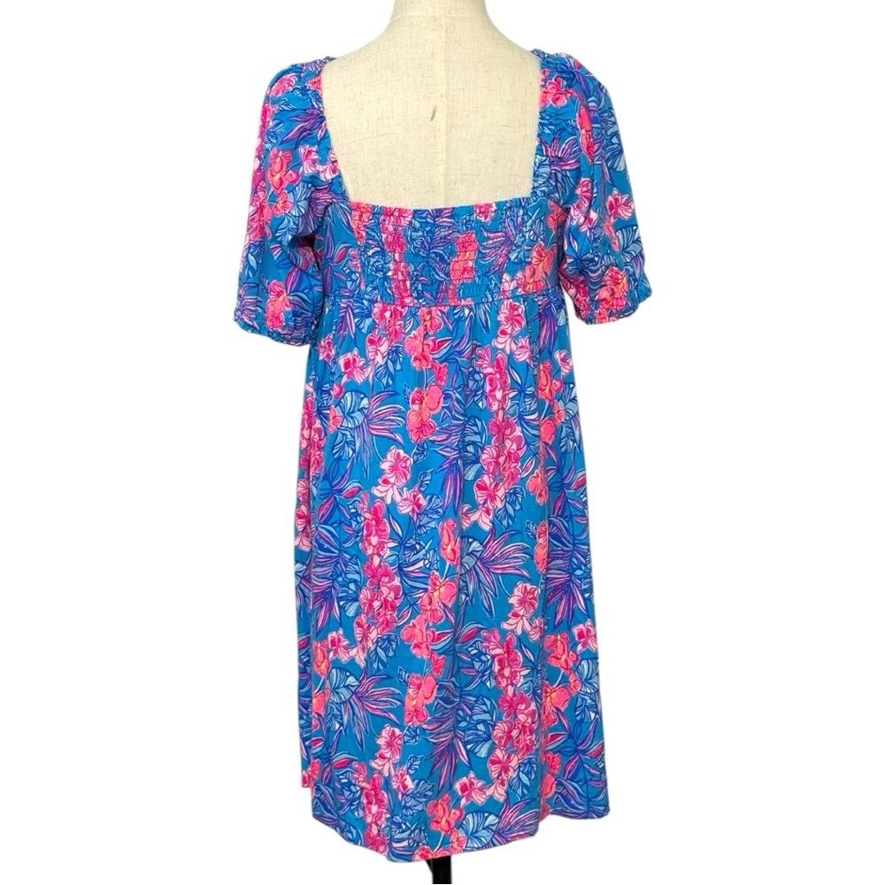Lilly Pulitzer Delaney Dress Size 8 Cumulus Blue Orchid Oasis Short Sleeve - Picture 4 of 9